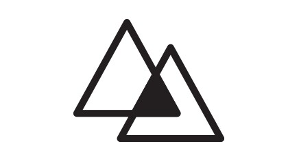 Outline of two overlapping triangles, one slightly offset in front of the other
