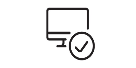 icon of computer with checkmark
