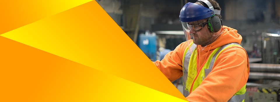 Hero image showing a worker wearing Eye & Face Protection in workplace