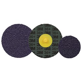 three 3M industrial abrasive discs in different sizes