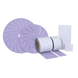 Assorted 3M automotive sanding discs and rolls with multi‑hole patterns