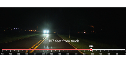 Truck without Reflective Markings - 60 metres away