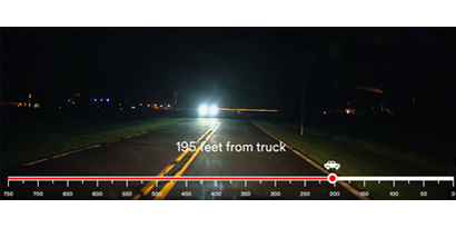 Truck with Reflective Markings - 60 metres away