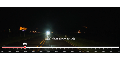 Truck without Reflective Markings - 180 metres away