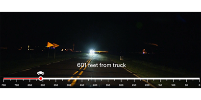 Truck with Reflective Markings - 180 metres away