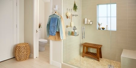 Install Command folding clothes hanger nearby bathroom door
