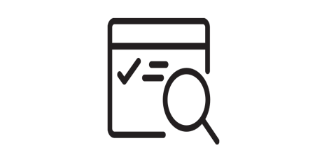 icon of website page and magnifying glass
