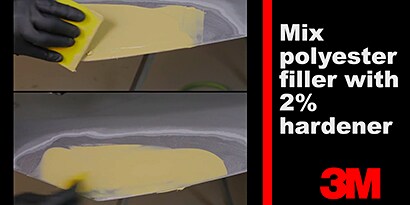 Screenshot of a video showing the application of filler followed by a tight coat and curing
