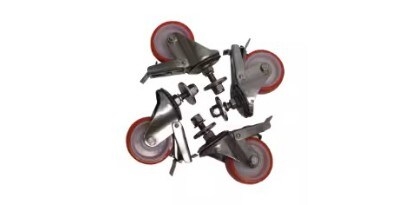 Image of a swivel caster with toe-plate for locking
