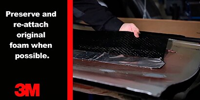 Screenshot of a video showing the application of 3M Sound Deadening Pad to quiet noise on door frame
