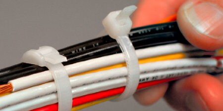 bundle of wires held together by 3M Cable Ties
