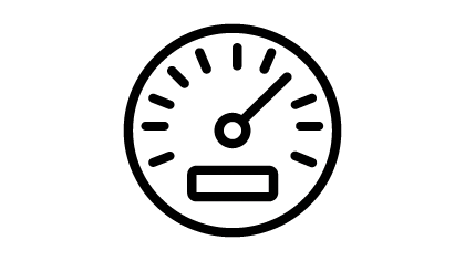Icon of a speedometer gauge with a needle pointing to the upper-right
