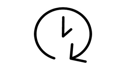 Icon showing circular arrow representing longer abrasive life and fewer changeouts.
