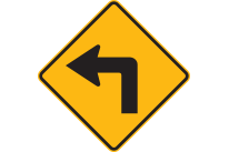 Left turn warning sign
