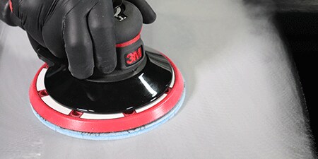 P800 P1000 3M Hookit Flexible Foam Abrasive Disc doing blend prep
