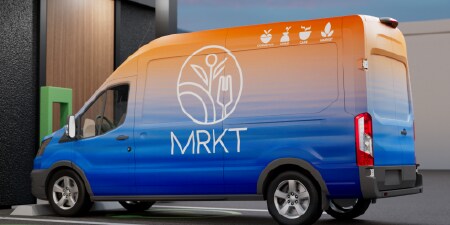 Branded van with MRKT logo, demonstrating 3M's fleet graphic solutions
