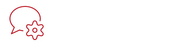 technical chat icon, chat bubble with gear
