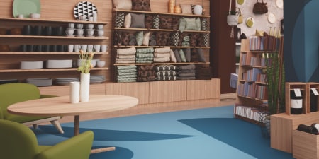 Cozy retail interior with shelves and decor, highlighting 3M's brand graphic film impact
