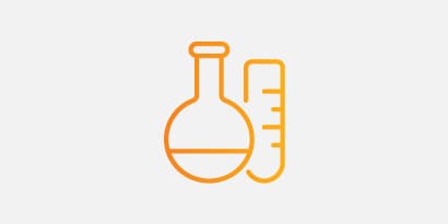 Beaker and test tube icons to show lab research for adhesive solutions.
