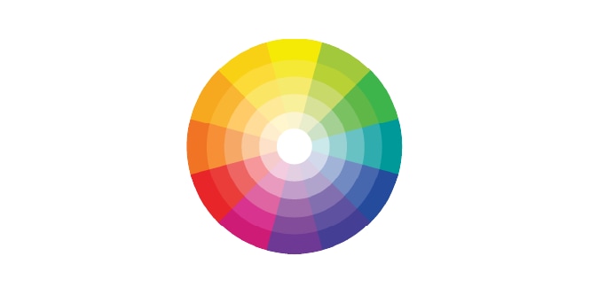 A colourful circular gradient chart for colour matching on graphic films